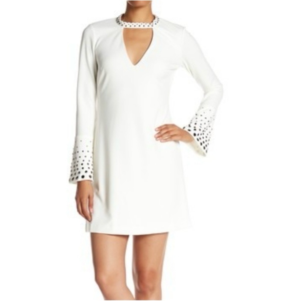 Rachel Roy Winter White Studded Bell Sleeve Mini Dress | Size 4